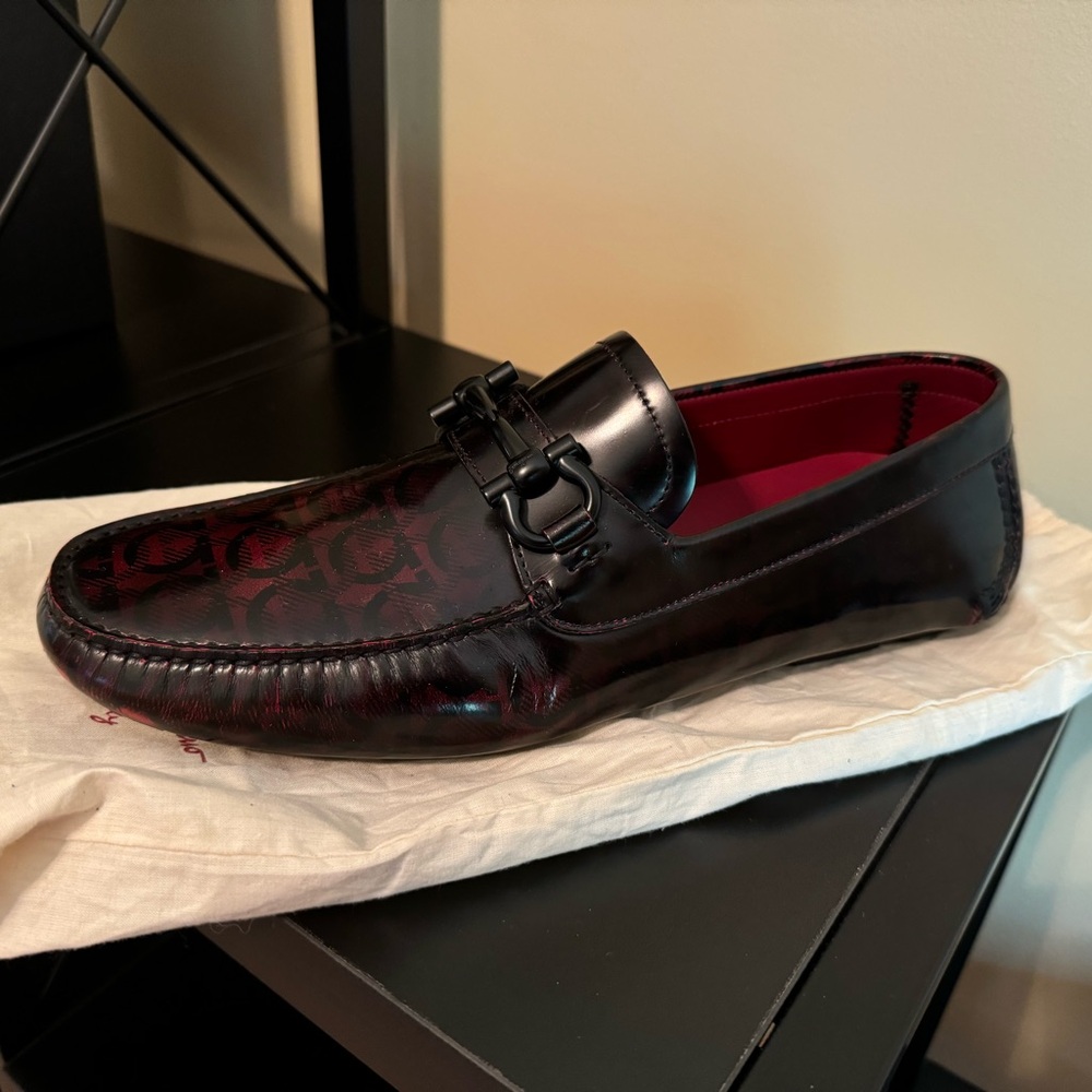 Salvatore Ferragamo men’s shoe, red monogram, size 10